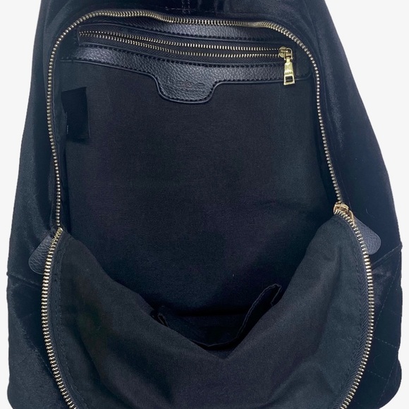 Bebe Women’s Black Gina Velvet Large Backpack Gold Tone Hardware Adjustable - Picture 10 of 16